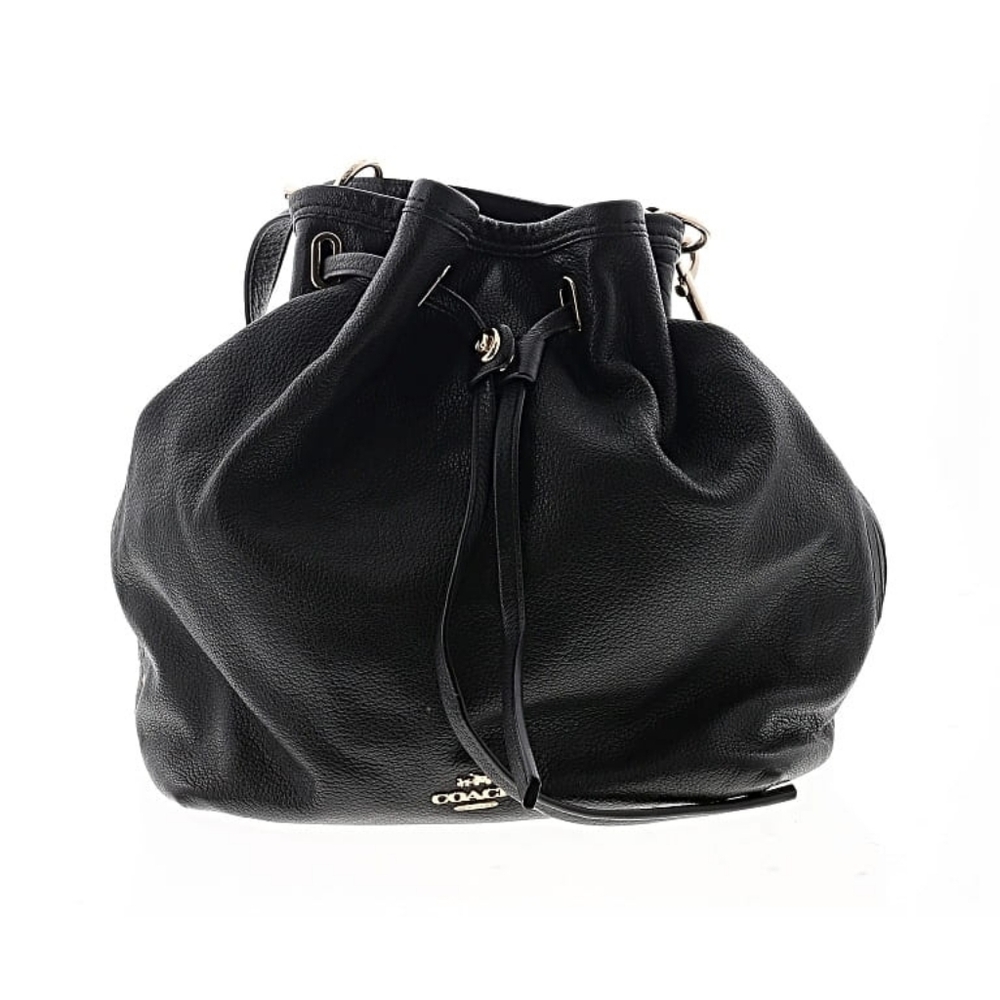 Coach Black Leather Drawstring Bucket Shoulder Bag Avery Pebble Leather